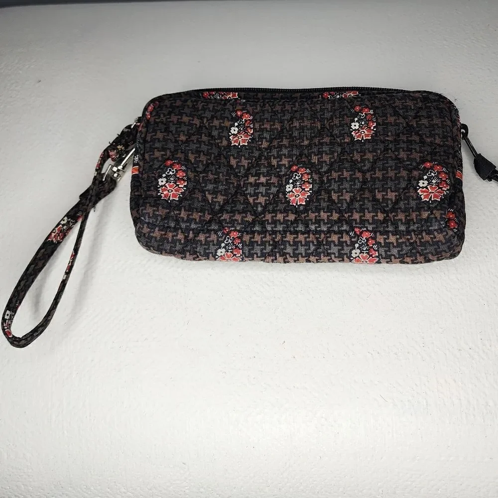 Vera Bradley Wallet 5x7" Houndstooth Brown purse accessory wristlet vintage - Picture 1 of 6